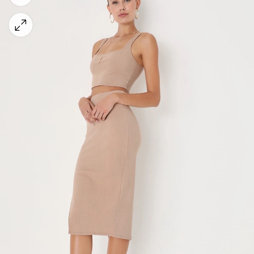 Lulus bodycon ribbed 2-piece skirt set